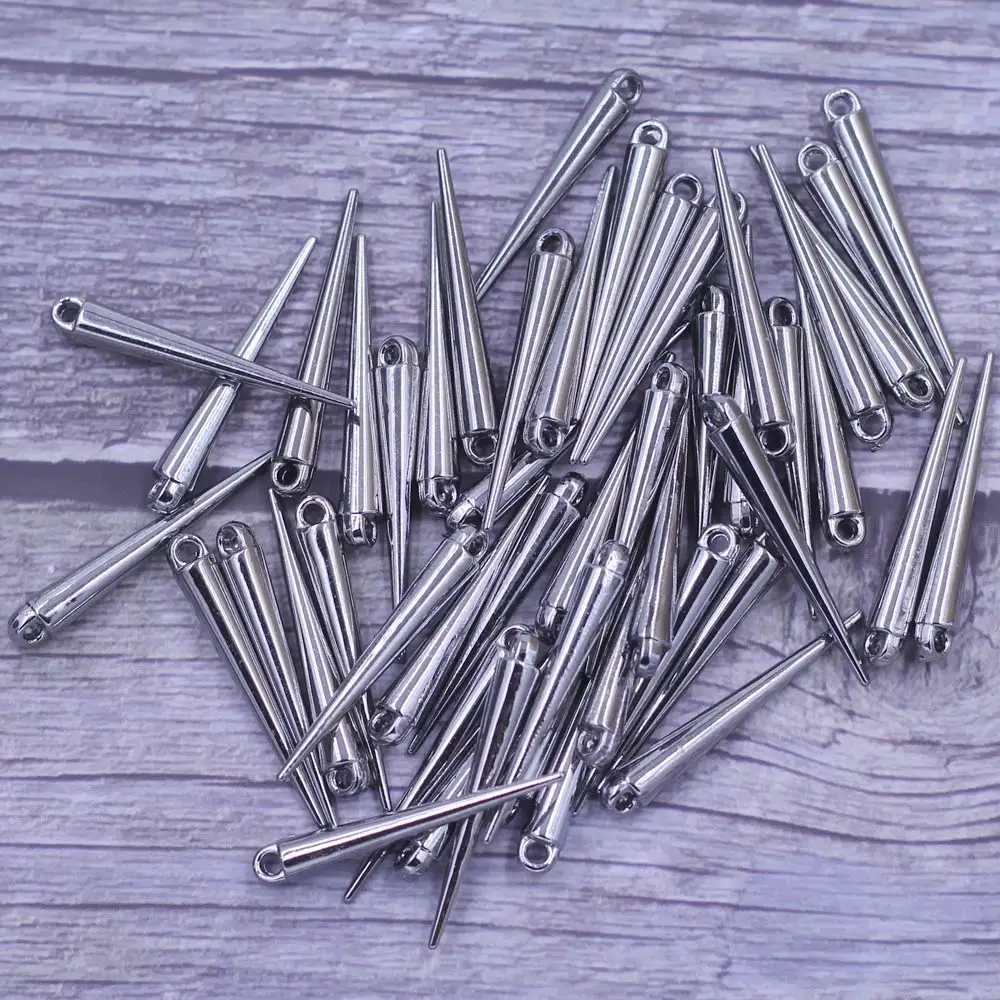 50Pcs Pendants Rivets Punk Studs And Spikes Earrings Cone Acrylic Tear Gunmetal Jewelry DIY Making Finding Charms 34x5mm