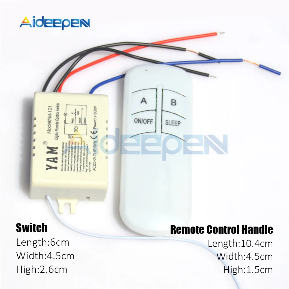 1 Way ON/OFF 220V Lamp Light Digital Wireless Wall Remote Control Switch Receiver Transmitter For LED Lamp One Channel