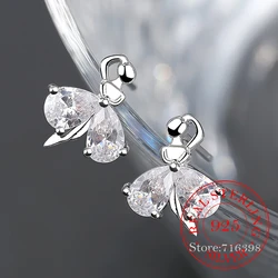 925 Sterling Silver Crystal Ballet Stud Earrings Fashion Jewelry For Women Christmas Gift pendientes aretes de mujer