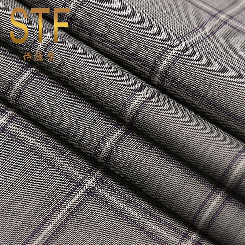 19 Spring and Autumn New Fashion Men and Women Plaid Suit Fabric Worsted Casual Suit Fabric Factory Direct Sales