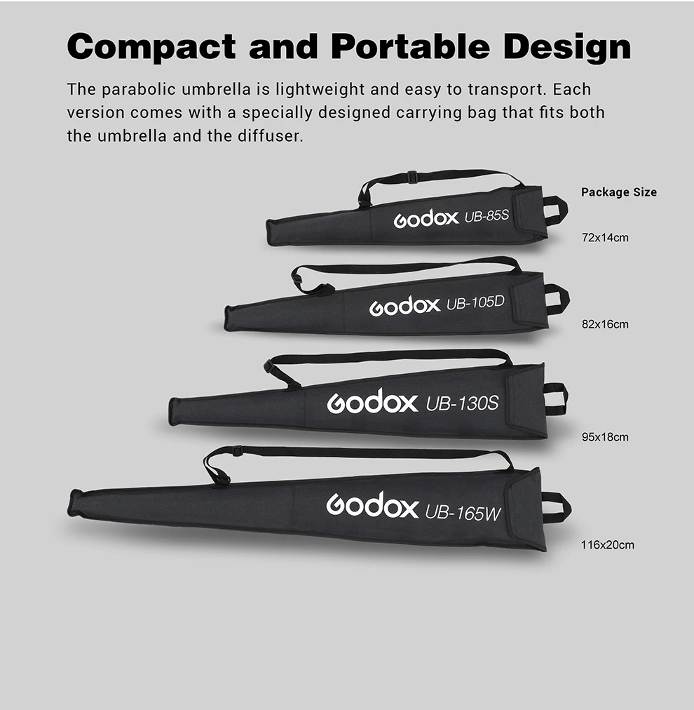 Godox UB-165D - Parabolic reflective studio umbrella transparent 165 cm