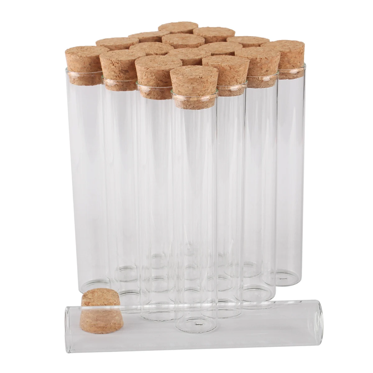 wholesale 48 pieces 34ml 22*120mm Test Tubes with Cork Stopper Glass Jars Glass Vials Tiny Glass bottles for DIY Craft Accessory