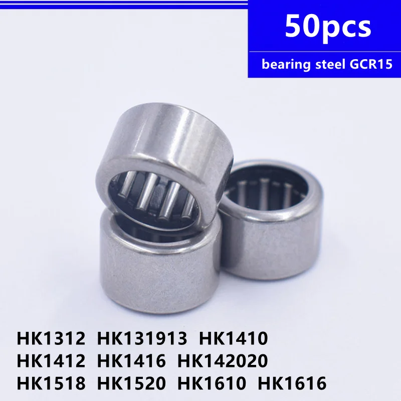 50pcs Drawn cup needle roller bearing HK1312 HK131913 HK1410 HK1412 HK1416 HK142020 HK1518 HK1520 HK1610 HK1616