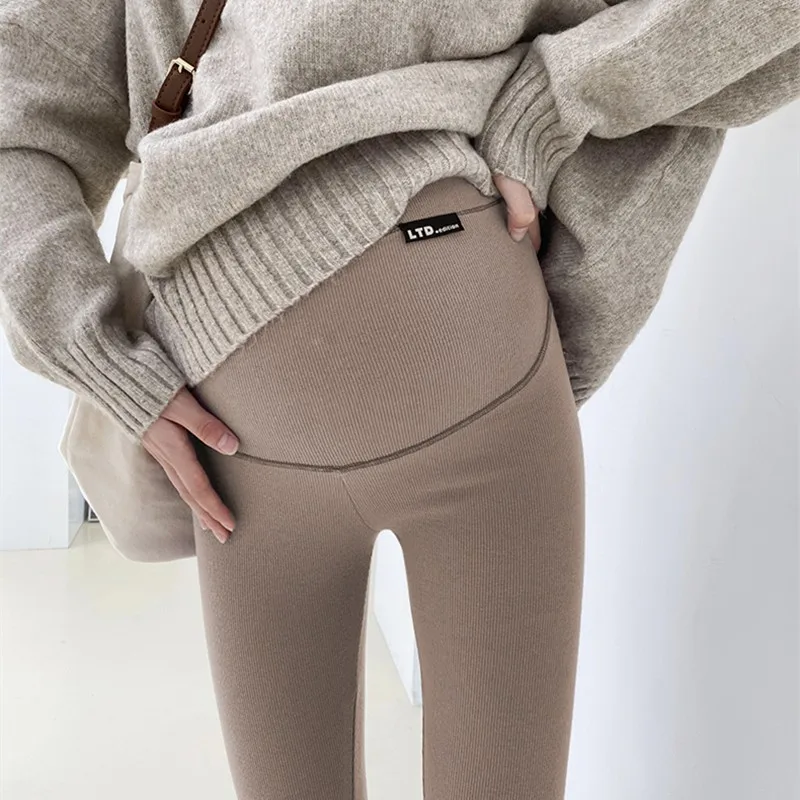 Velvet Maternity Leggings Pants For Pregnant Women Soft Slim Warm Winter Maternity Clothes Solid Thickening Pregnancy Trousers