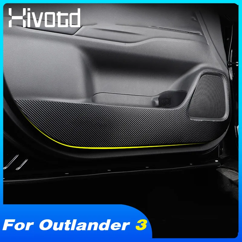 Hivotd Car Door And Storage Box Anti-kick Cover Interior Stickers Protection Accessories For Mitsubishi Outlander 3 2016-2022