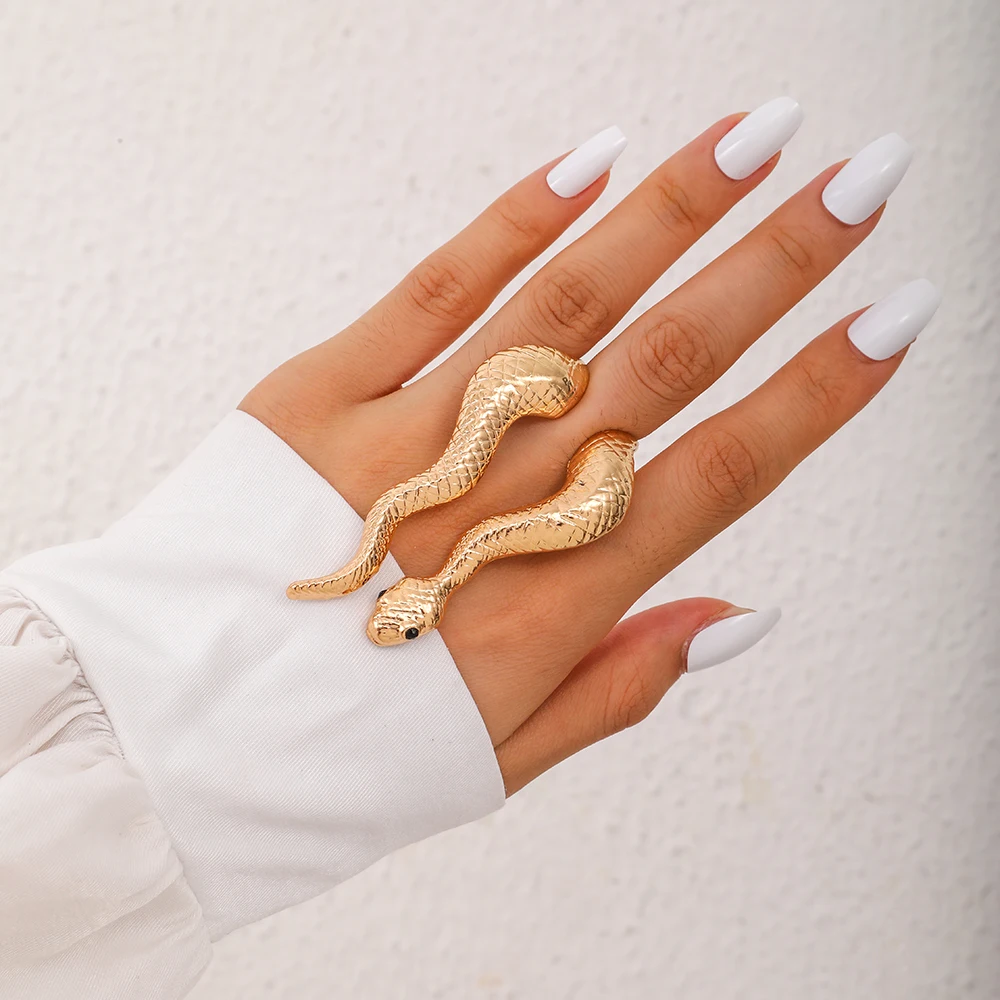 Lost Lady Creative Personality Ring Fashion Style Opening Adjustable Snake-Shaped Ring Alloy Jewelry Wholesale Direct Sales