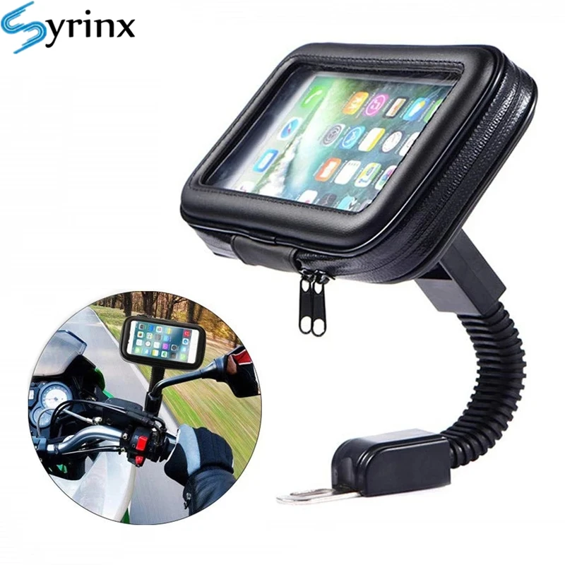 

2021 Motorcycle Waterproof Case Rear View Mirror Mount Holder Stand Telephone Bike Holder Phone Bag Support Moto Bicycle Cover