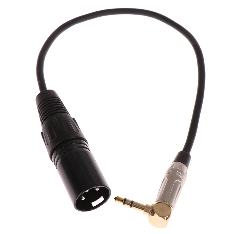 30cm XLR 3-Pin Male To 90 Degree Elbow 3.5mm Stereo Plug Audio Cord Adapter Microphone Mic Cable TRS Cable Jack 3.5 Male To Male