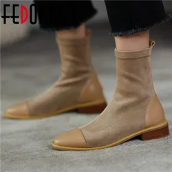 FEDONAS Fashion stivaletti da donna in vera pelle 2025 autunno inverno décolleté con tacco alto Retro Wedding Night Club Shoes donna