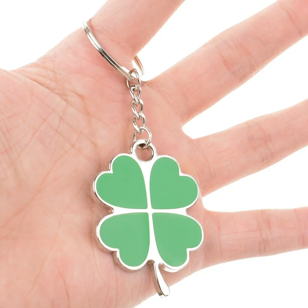 Four-leaf Clover Lucky Fortune Keychain Hot Sale Creative Green Color Key Chain Ring Pendant Bag Accessories Girls Keyring Gifts