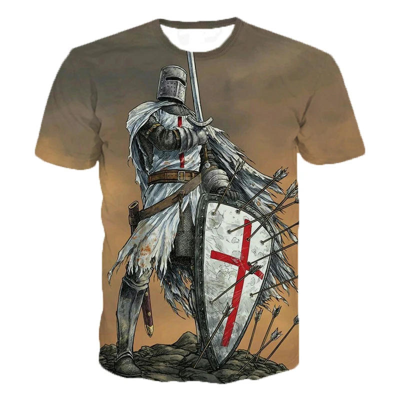 2022 New Arrival Knights Templar 3D Printed T Shirt Men Women Fashion Casual Short sleeve Hip Hop Streetwear Oversized T-shirt image 4
