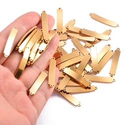 Aço inoxidável Blank Stamping Retângulo Tags, Pulseira Encantos, Jóias DIY, 2 Furos, Conector para não desligar a cor, 20 pcs