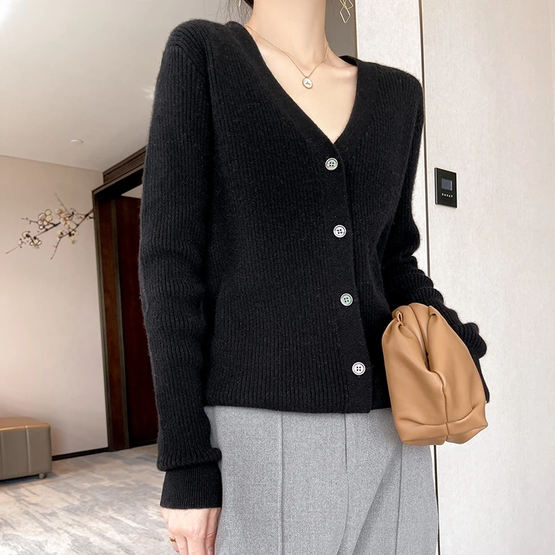 Sweater Cardigan Women Autumn Winter New V Neck  Single Breasted Loose Short Thicken Sweater Sweet Long Sleeve Knitting Top