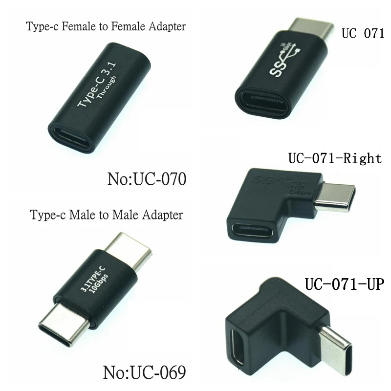 90 Degree USB C Adapter  Male to Female Type C Adapter Angled Right & Left and Up & Down Extension Connector