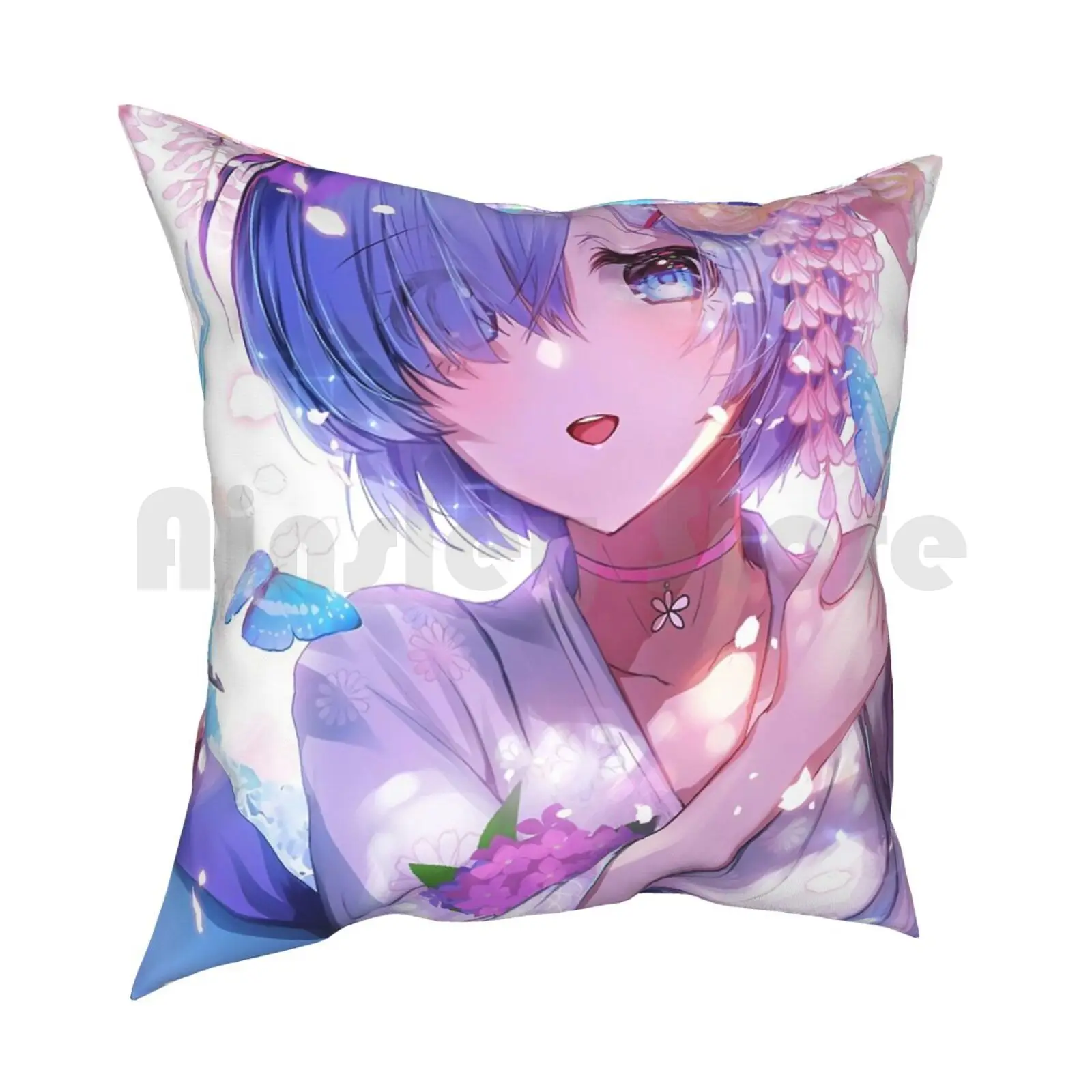 Re Zero Rem Pillow Case Printed Home Soft DIY Pillow cover Rezero Rem Anime Waifu Re Zero Rem Re Zero Anime Girl Anime