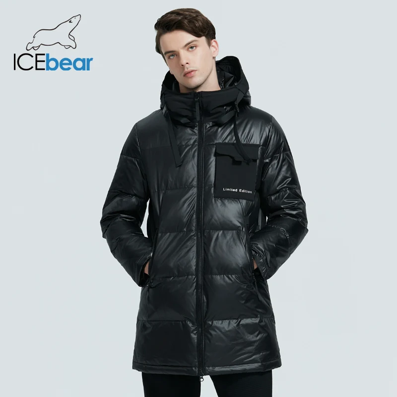 ICEbear 2022 high-quality men\'s casual hooded jacket new winter mid-length cotton coat brand men\'s clothing  MWD20923I