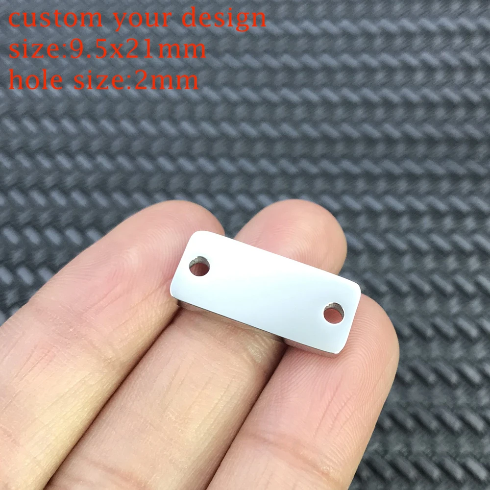 MaiLun 30 Stück Edelstahl-Rechteckverbinder, kostenlose Lasergravur, individuelles Logo oder Design, rechteckiger Anhänger, gravierbare Stange – Detail 8