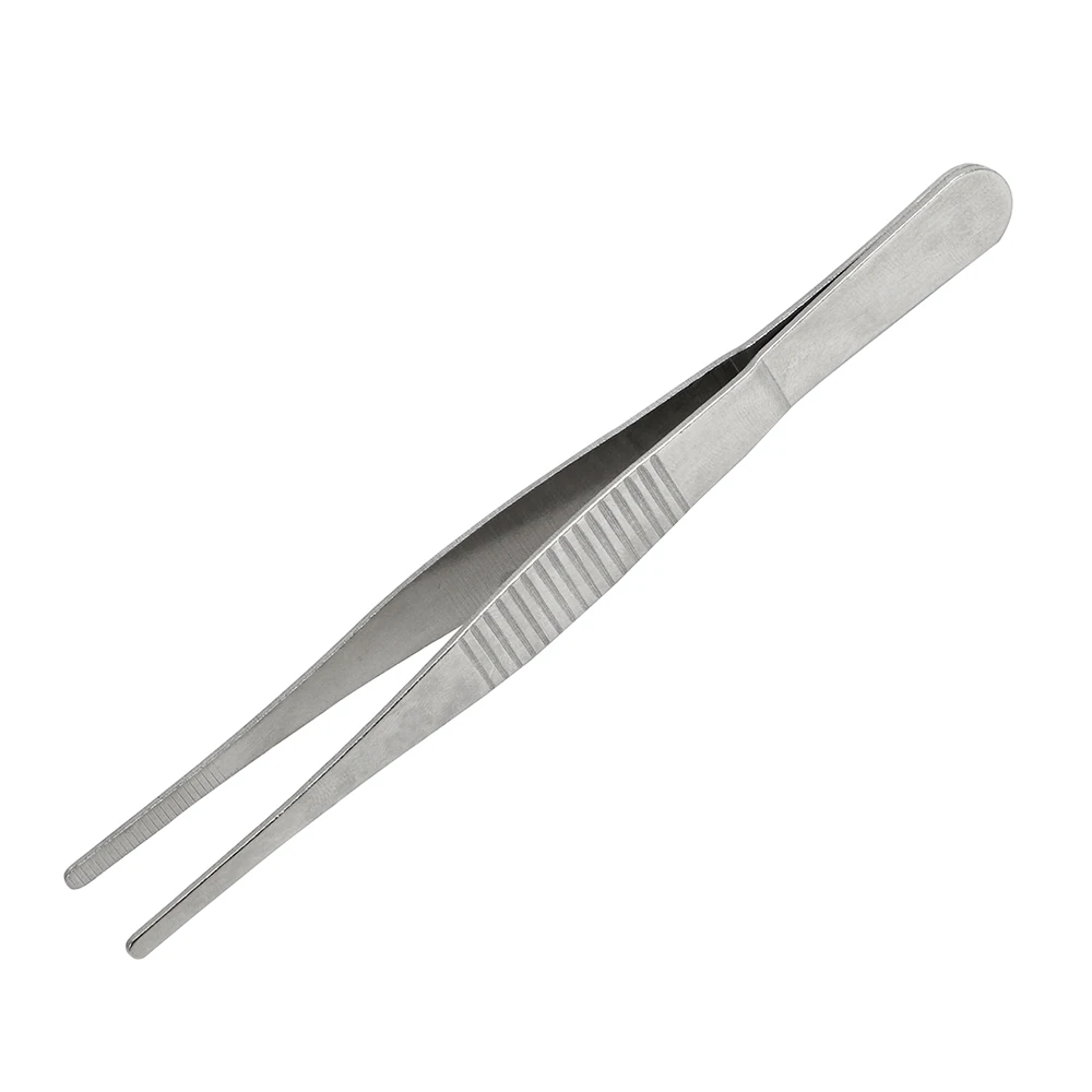 Pinzas dentadas largas de acero inoxidable para barbacoa, pinzas rectas para comida, hogar, jardín médico, cocina, herramienta para barbacoa