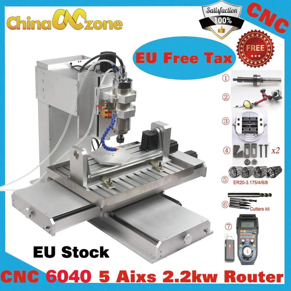 EU Stock 2200W CNC router 5 axis HY-6040 cnc router Vertical metal engraving machine CNC milling machine for Aluminum US STOCK