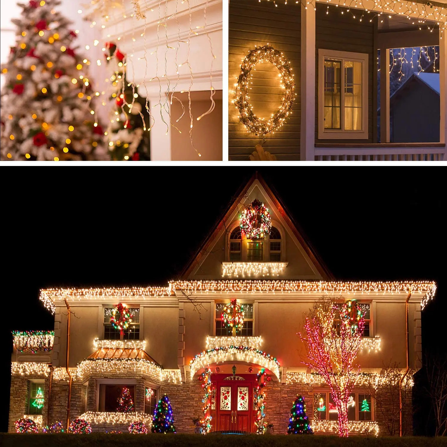 Christmas Decorations For Home Outdoor Festoon Led Garland Icicle Curtain Light New Year 2026 Decor Droop 0.5/0.6/0.7M EU Plug