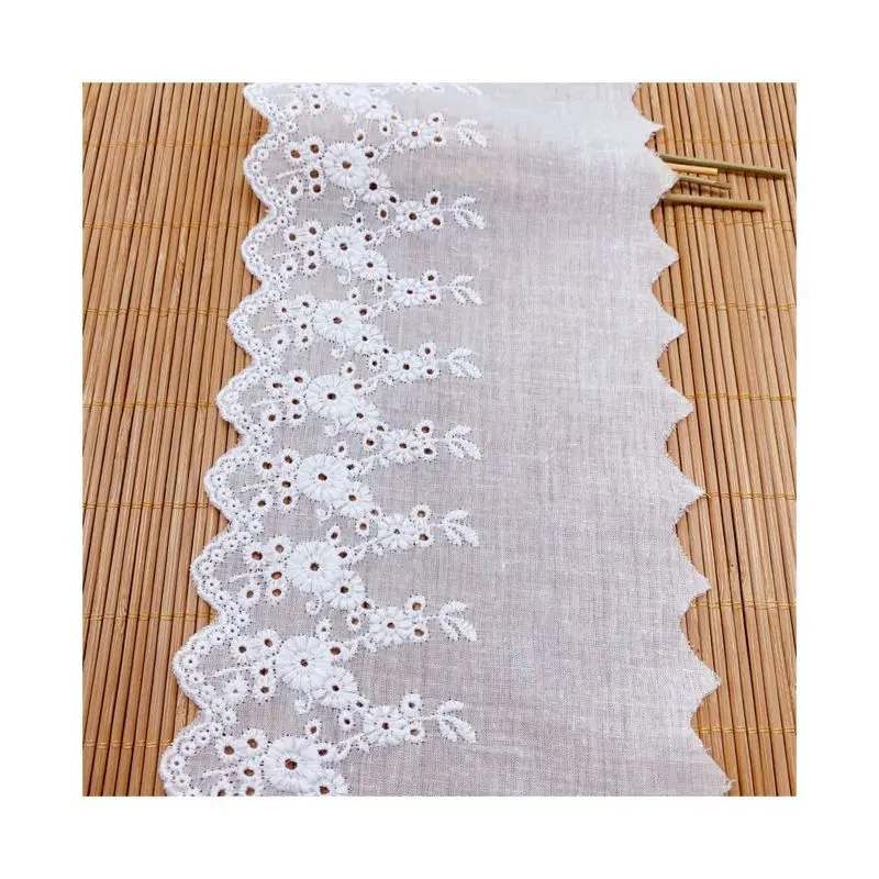 高級白綿刺繍フラワーレース襟生地縫製アップリケ DIY リボントリムブライダルギピュールロリータ布ドレス