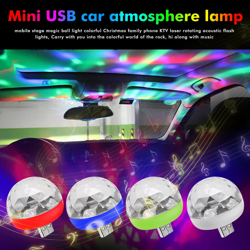 Mini Portable LED Light Portable Cell Phone Stage Lights RGB Projection Lamp Party DJ Disco Lamps Car Atmosphere Ball Light