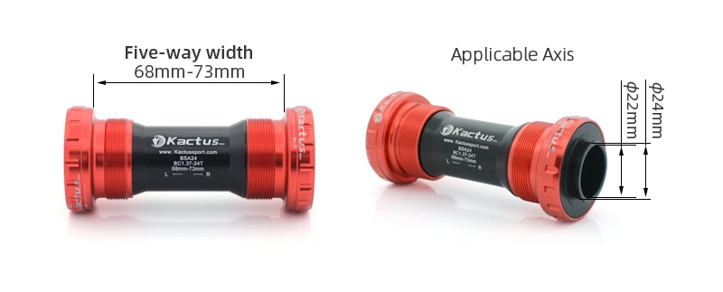KACTUS BSA24 Fahrrad-Innenlager mit Keramiklagern, passend für Shimano SRAM GXP Road MTP Kurbelgarnituren, Wellendurchmesser 24-22mm, Fahrradteil – Detail 1