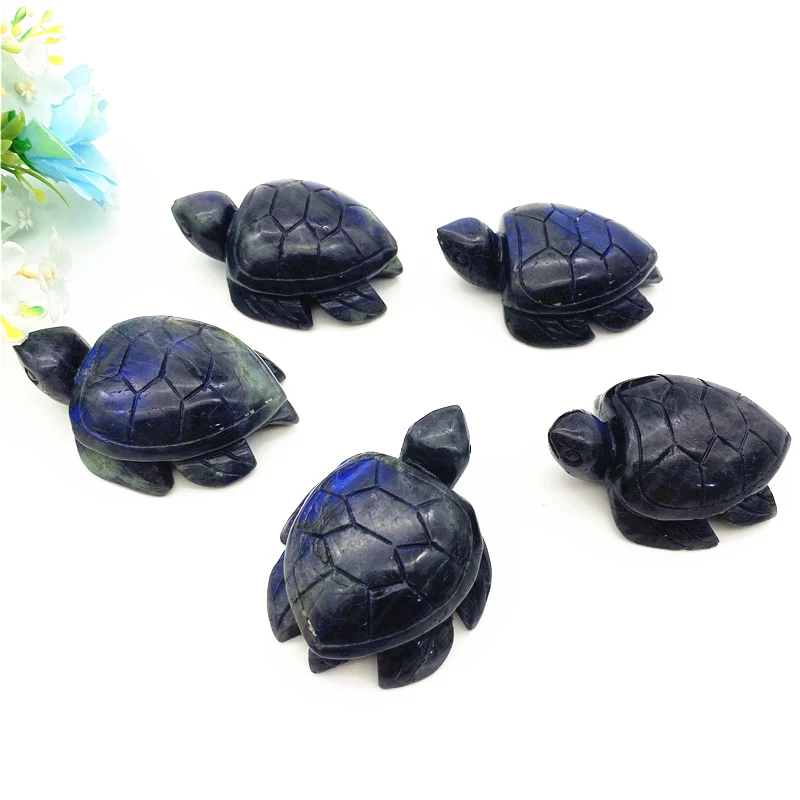 

1pc Natural Blue Flash Labradorite Tortoise Quartz Crystal Turtle Figurine Carving Crafts Healing Crystal Stone Home Decoration