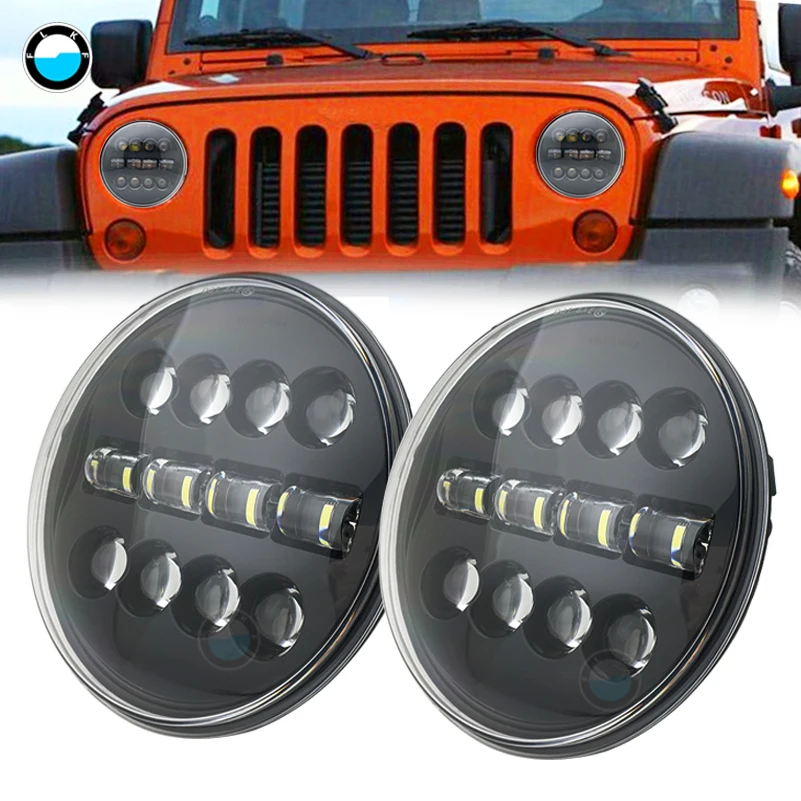 

2 шт. 60 Вт 7 ''СВЕТОДИОДНЫЕ Фары H4 Дальний и ближний свет круглые автомобильные ходовые огни для Jeep Wrangler Off Road 4x4 suzuki samurai.