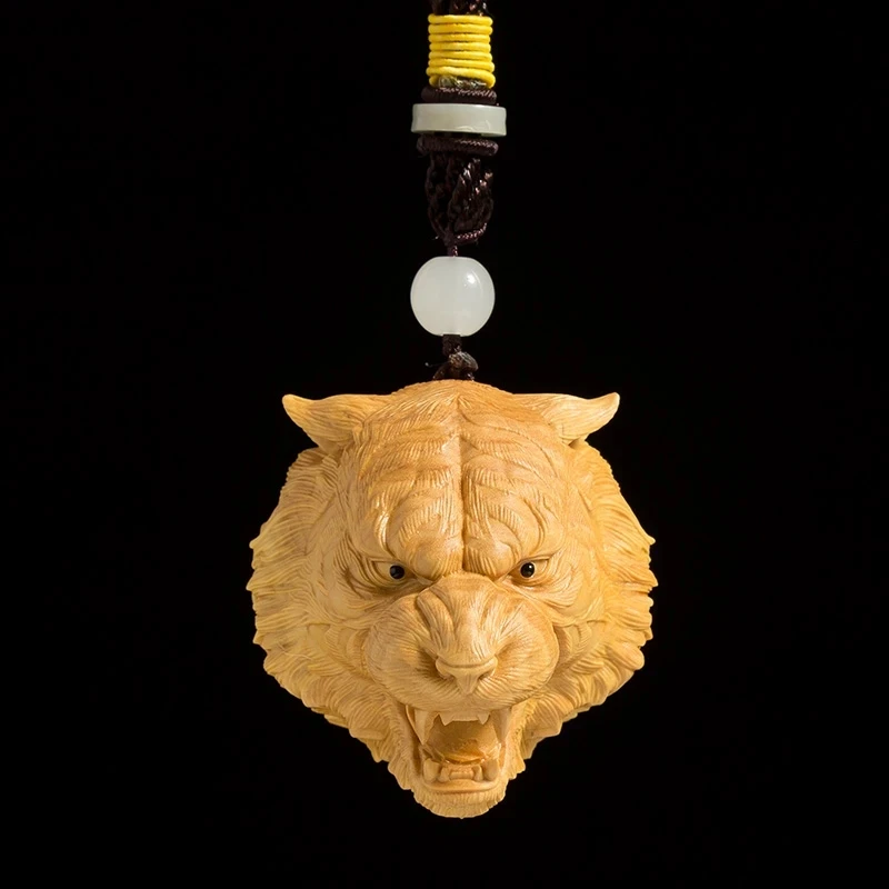 

5cm Tiger Head, Chinese Zodiac Wooden Statues, Wood Carving, Car Pendant, Feng Shui, House Decoration