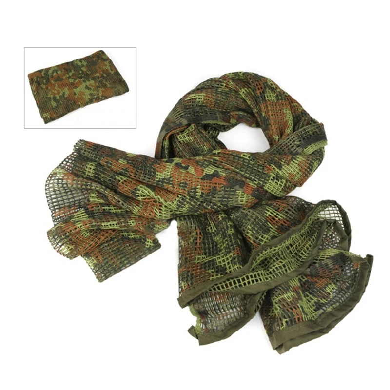 Tactical Neck Scarves Woodland Camo Scarf Sniper Veil Desert Shemagh for Wargame Outdoor Sports