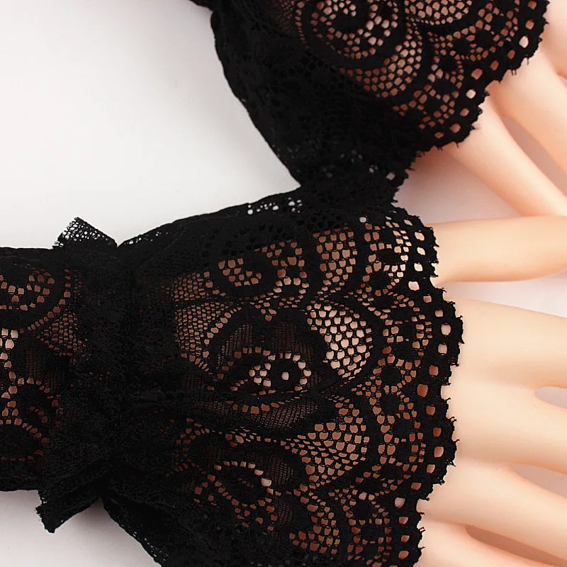 Fashion Lace Fake Sleeve Female Arm Cover Gloves Elbow Sleeve Cuff Gothic Black Wrist Cuffs Thin Sunscreen Fingerless Gloves