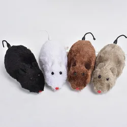 Funny Clockwork Spring Power Interative Plush Mouse Cat Toy Dog Playing Toy Mechanical Motion Rat Pet Accessories Random Color