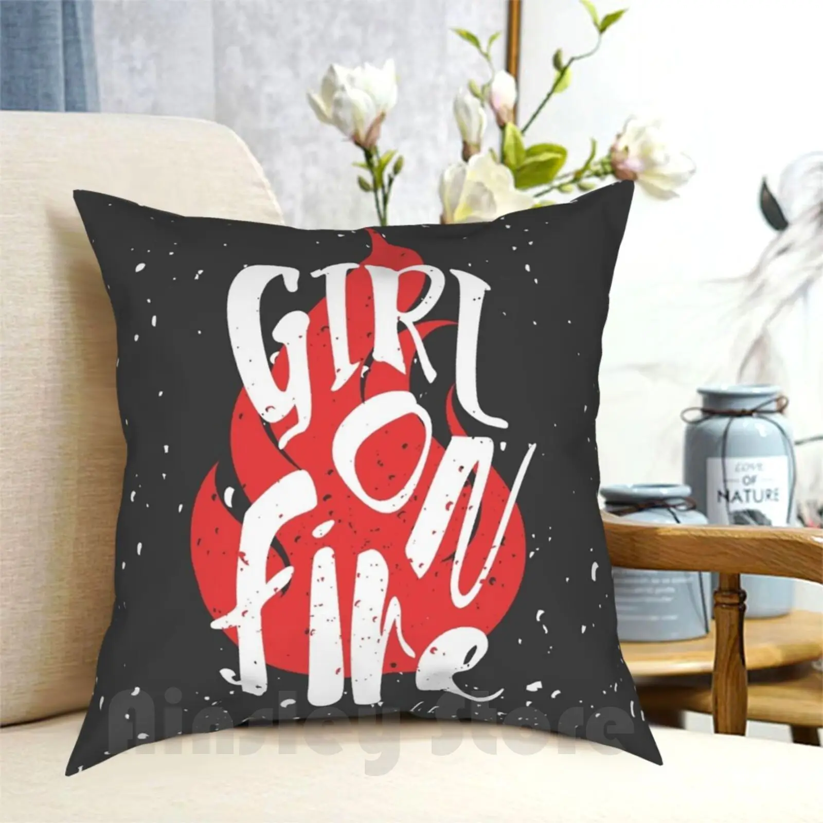 The Girl On Fire Pillow Case Printed Home Soft DIY Pillow cover Katniss Everdeen Thg The Hunger Games Hunger Games Peeta