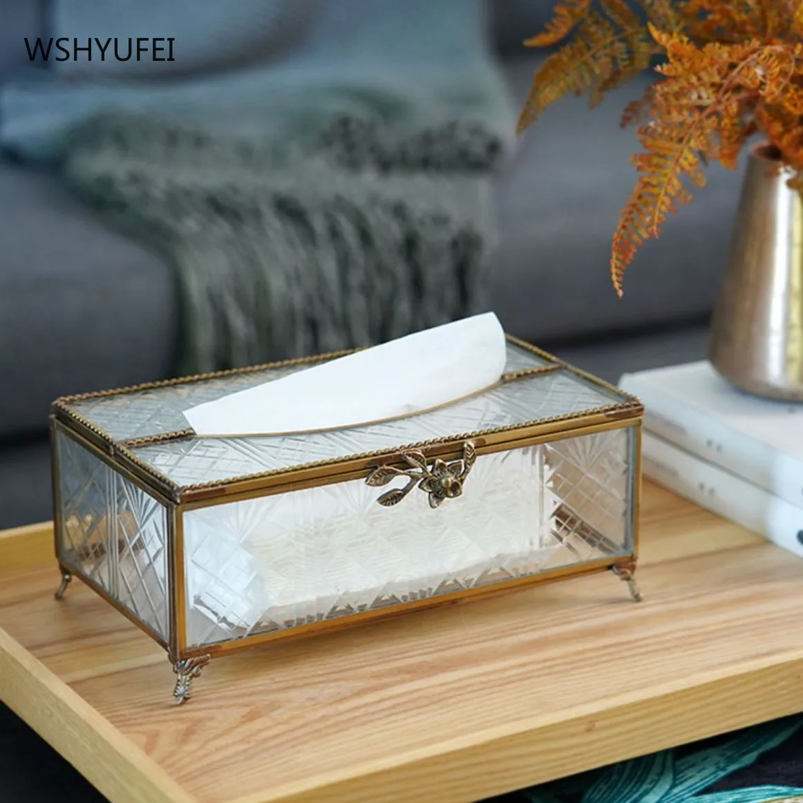 Retro Light Luxury Brass Tissue Box Wet Wipes Napkin Kitchen Storage Box Desktop Coffee table car jewelry display organizer