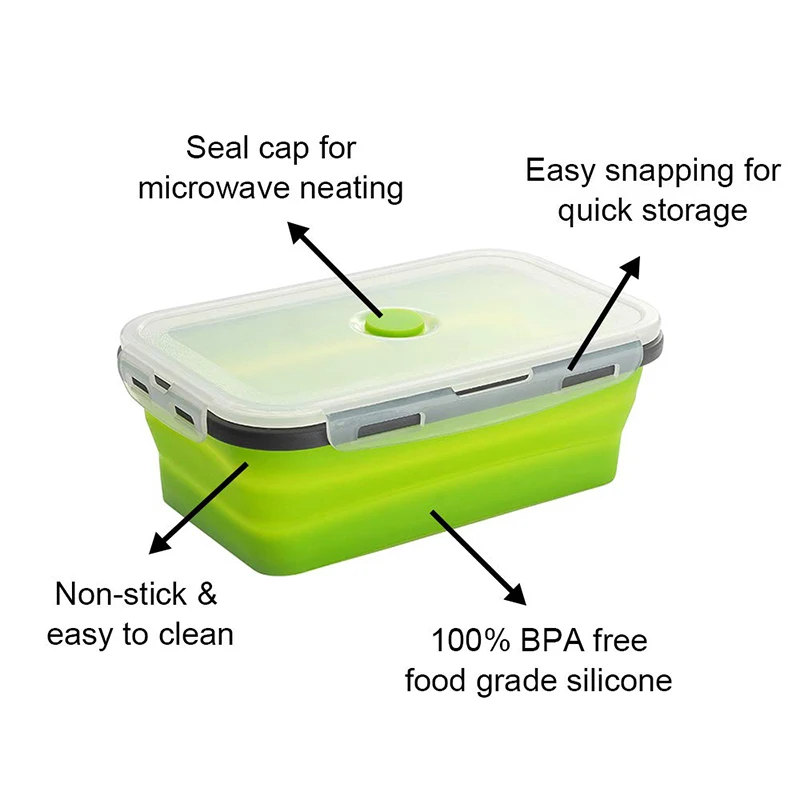 Collapsible Silicone Food Container Portable Bento Lunch Box Microware Home Kitchen Outdoor Food Storage Containers Box