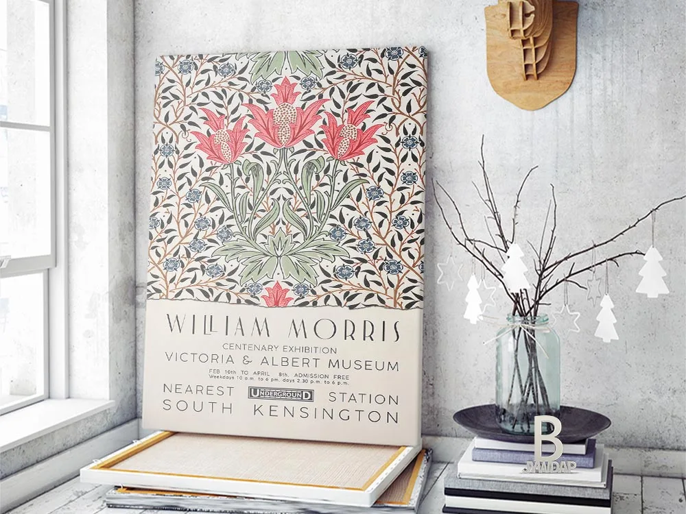 ويليام موريس قماش طباعة معرض متحف فيكتوريا وألبرت ملصق لندن تحت الأرض الفن الحديث اللوحة جدار ديكور