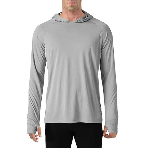 TACVASEN Sonnenschutz-T-Shirts für Herren, langärmelig, Kapuzenpullover, lässig, UV-beständig, atmungsaktiv, leicht, schnell trocknend, T-Shirts für Herren