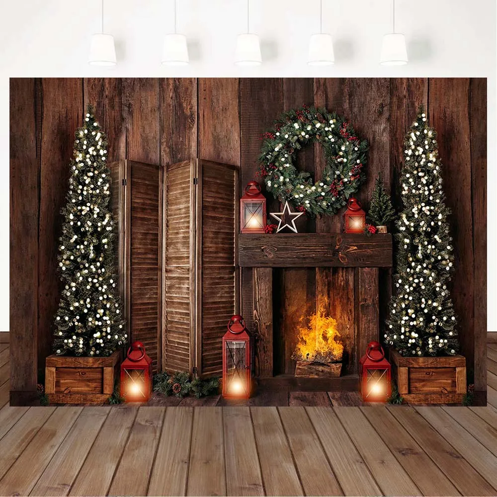 Mocsickaクリスマスの背景、フローリング、ドア、暖炉、クリスマスツリー、新生児写真、写真の背景、スタジオ、花輪