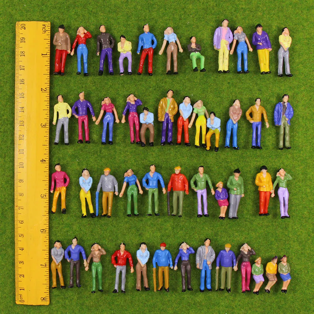 Model Railway O Scale 1:50 Model Figures People Standing Seated Passenegers 10 Different Poses P50W 50pcs