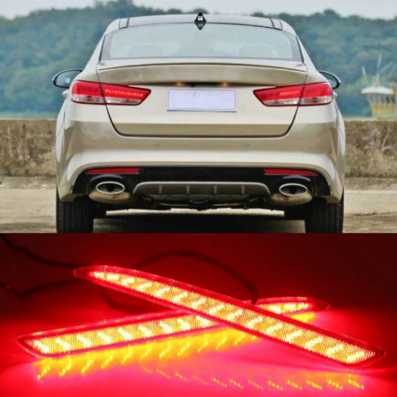 

2Pcs/set Red warning tail light Rear Bumper Reflector Light For Kia Optima Magentis K5 2016 2017 LED Parking Tail Lights