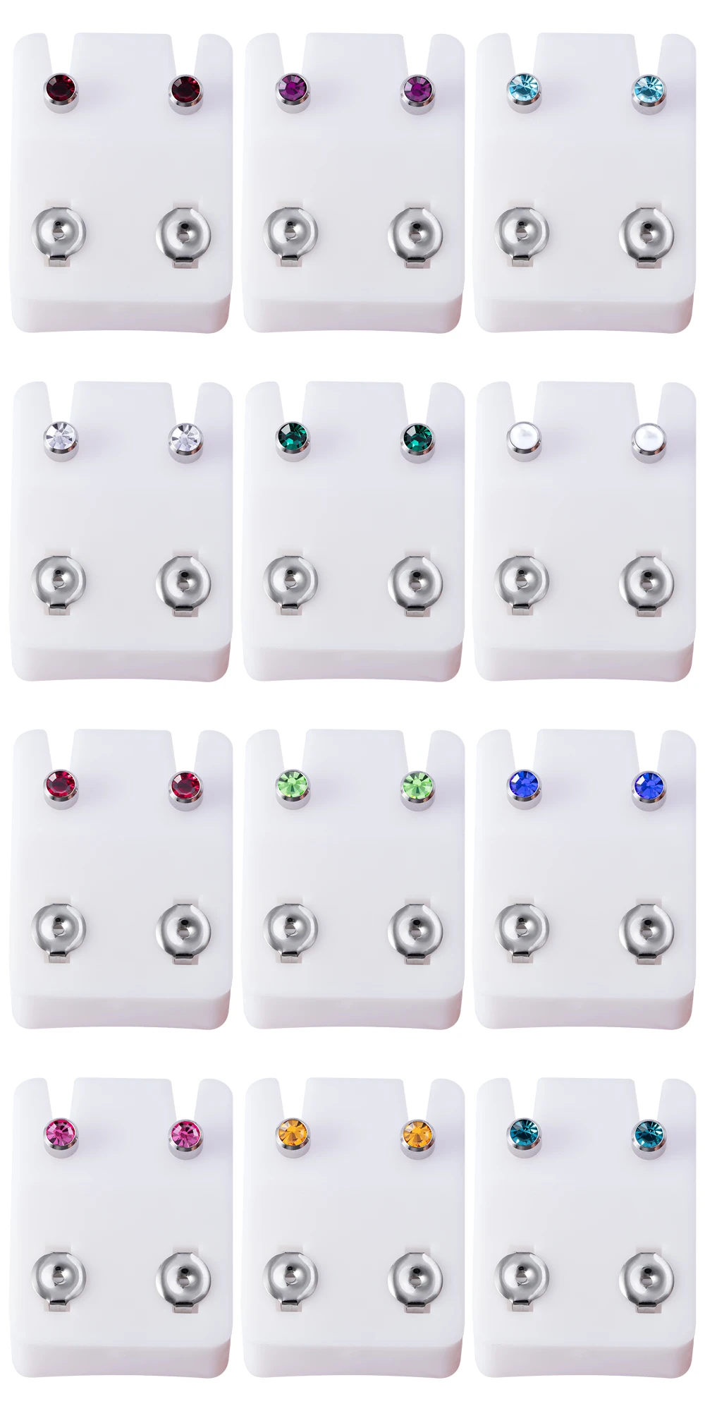 2 Stück vergoldete Stahl-Ohrstecker für Ohrpiercing-Pistole, Geburtsstein, CZ-Ohrstecker, Ohrstecker, Ohrstecker, Tragus-Knorpel, Körperschmuck – Detail 2