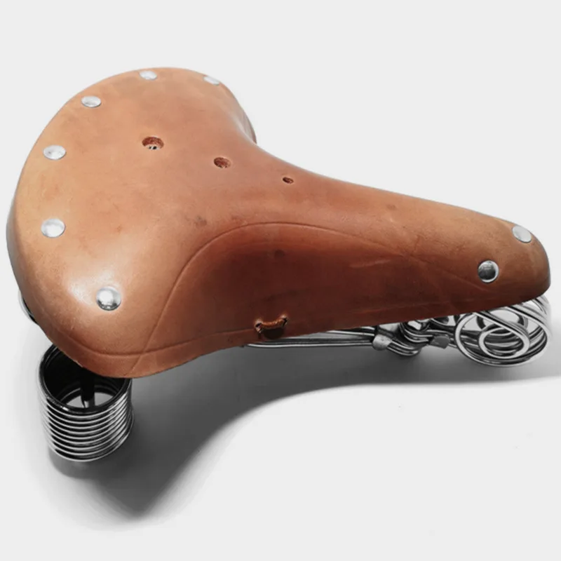 G46 Fahrradsattel Vintage 100% Rindsleder-Sattel Verstärkter Metallrahmen im Alten Stil – Detail 11