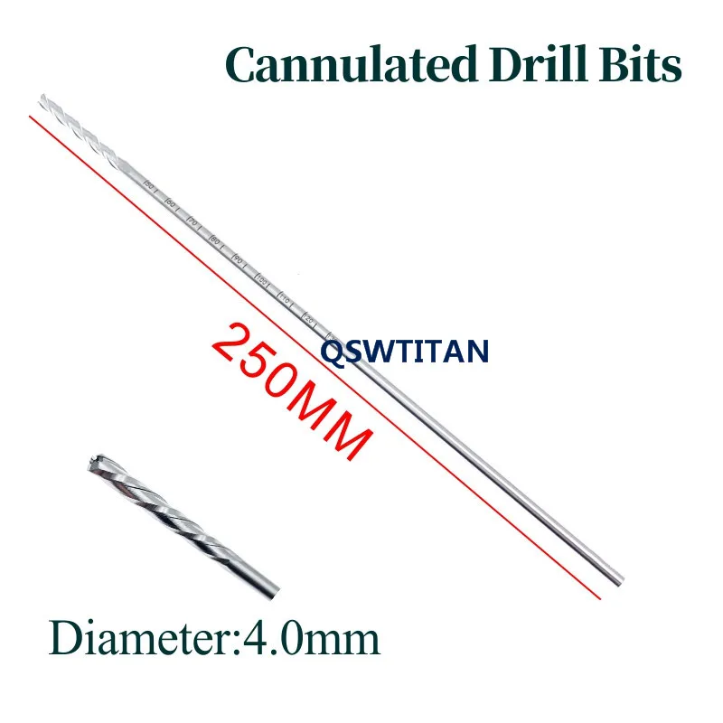 Stainless Steel Cannulated Drill Bits Hollow 250mm  Orthopedics Instruments