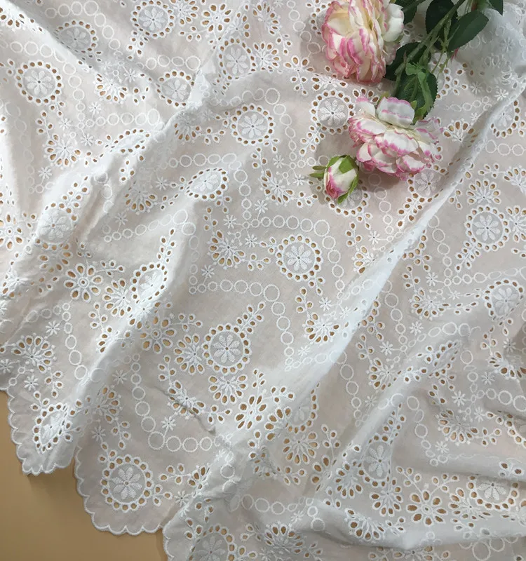 Free Shipping High Quality Cotton Applique Embroidered Lace Fabric   Flowers DIY Accessories