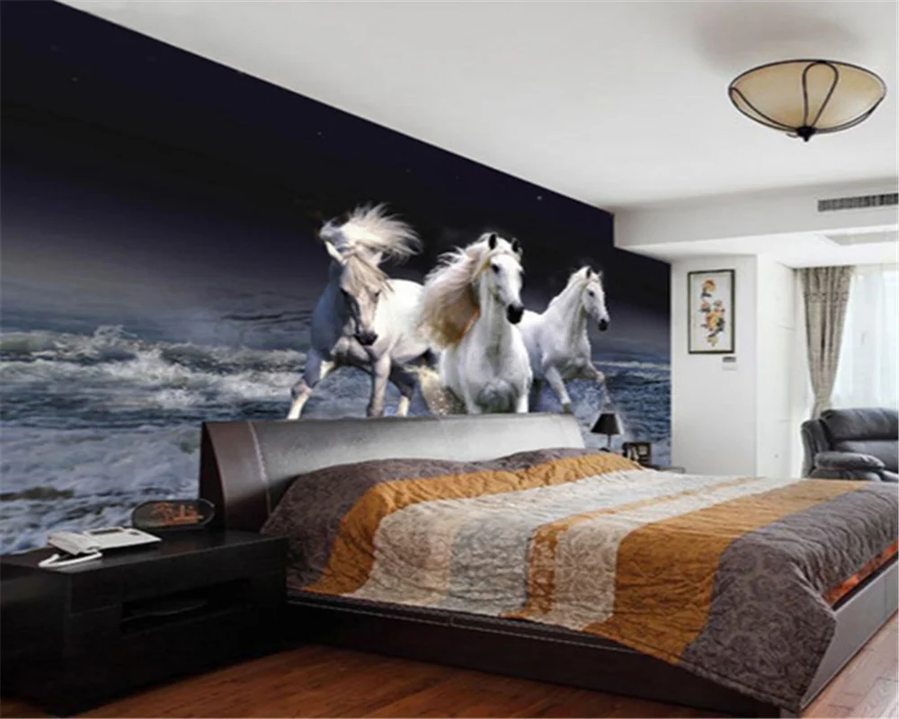 beibehang Customized modern fashion beautiful decorative painting horse background papel de parede 3d wallpaper papier peint