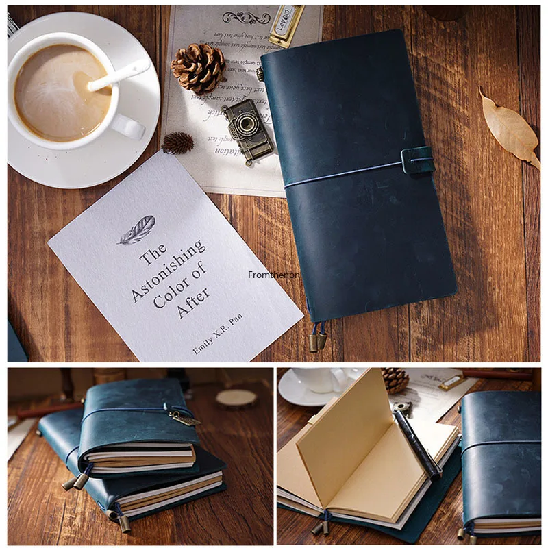 Leather Travel Notebook Retro Leather Travelers Notebook Handmade Business Loose-leaf Planner Cowhide Diary Joural Book