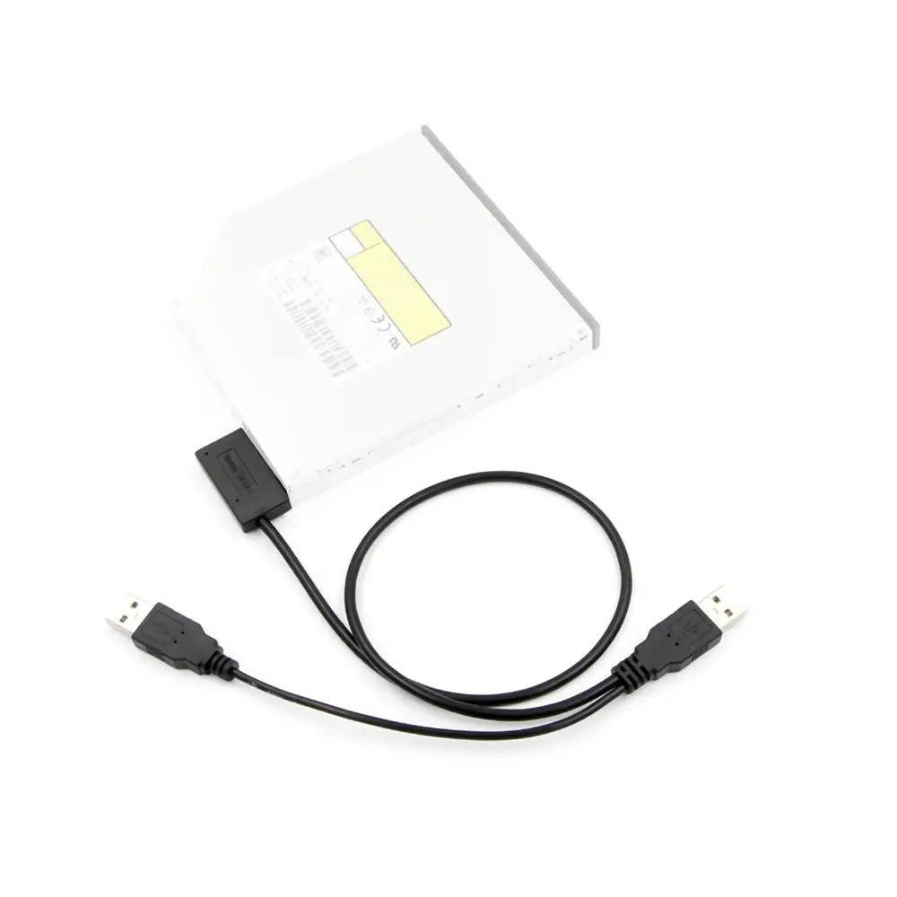 USB 2.0 to 7+6P 13Pin Slimline Slim SATA Cable External Power for Laptop CD-ROM DVD-ROM ODD HDD Caddy Converter