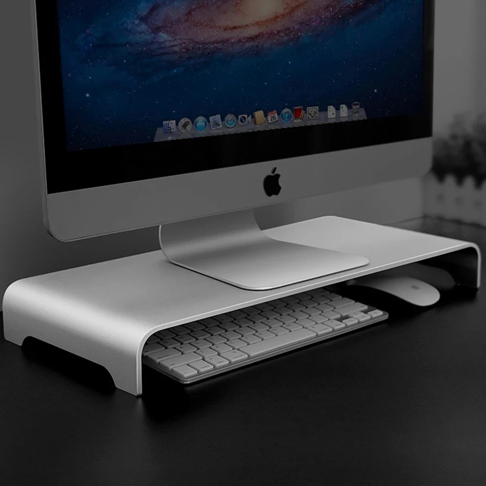 Soporte de monitor de aluminio para Mac, Base elevadora de Metal para ordenador portátil, Universal