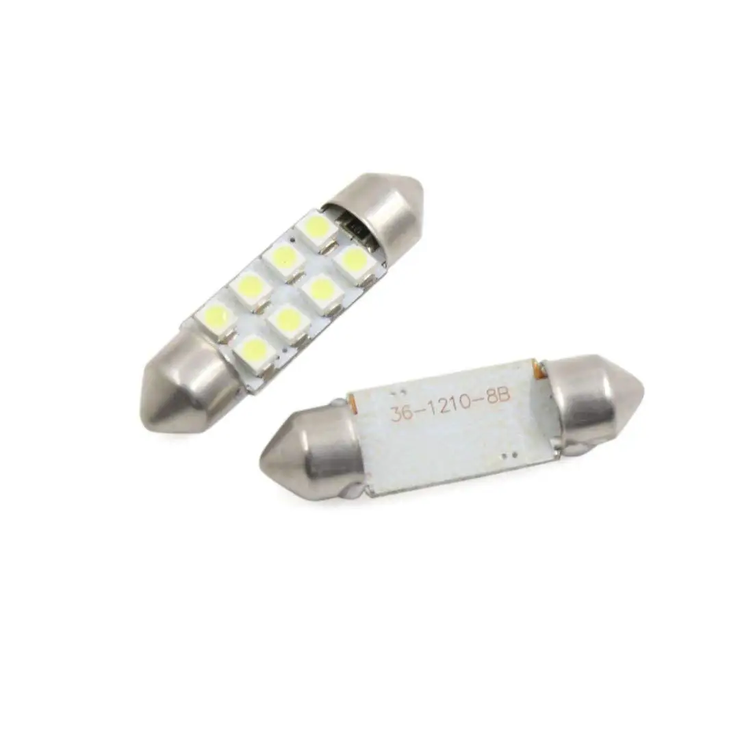 X autohaux ไฟ LED ติด8-3528-SMD สีขาวเท่ขนาด37มม. จำนวน10ชิ้นหลอดไฟรูปโดมสำหรับตกแต่งภายในรถยนต์